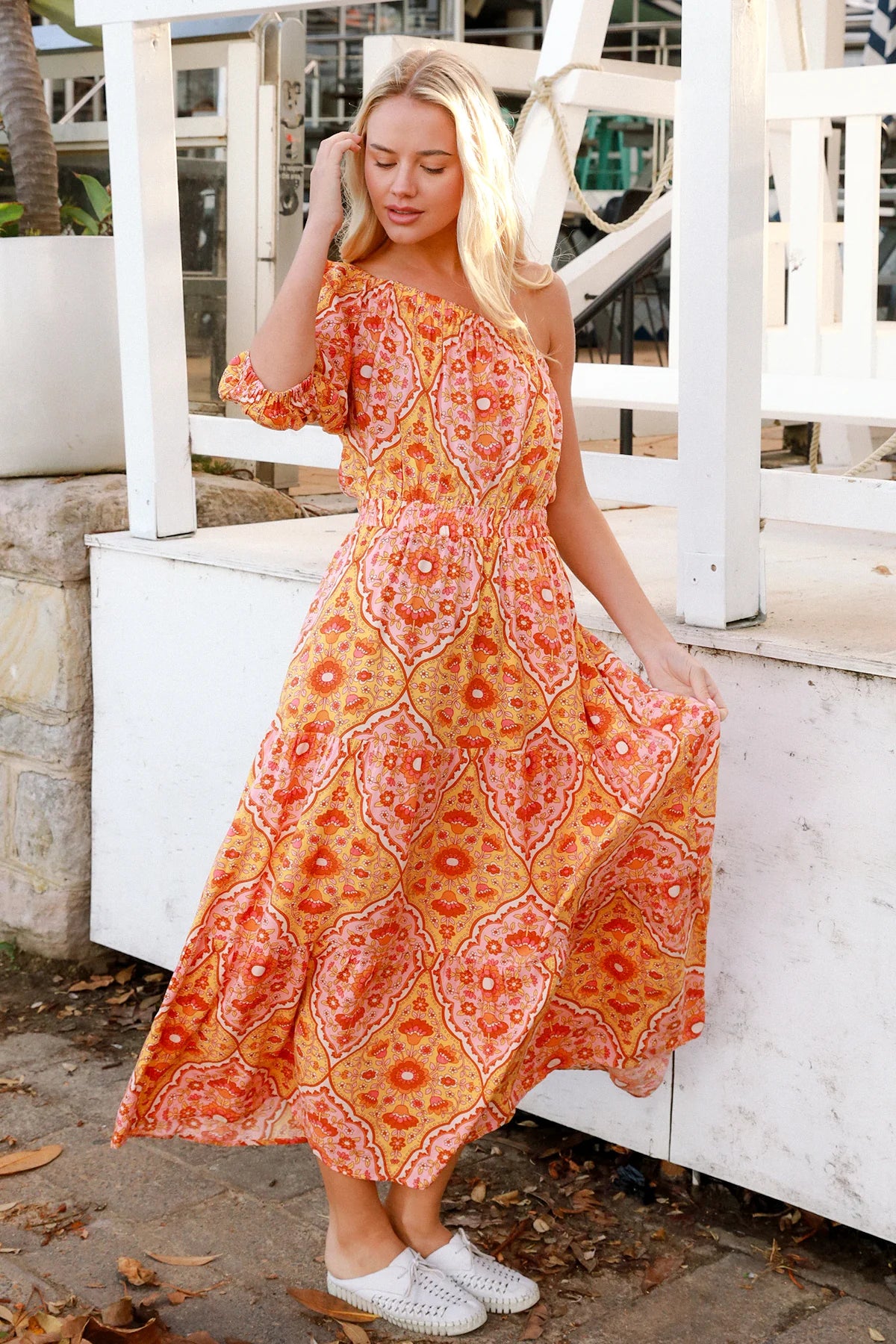 Luisa-Yellow One Shoulder Maxi Dress Dresses DreamCatcher
