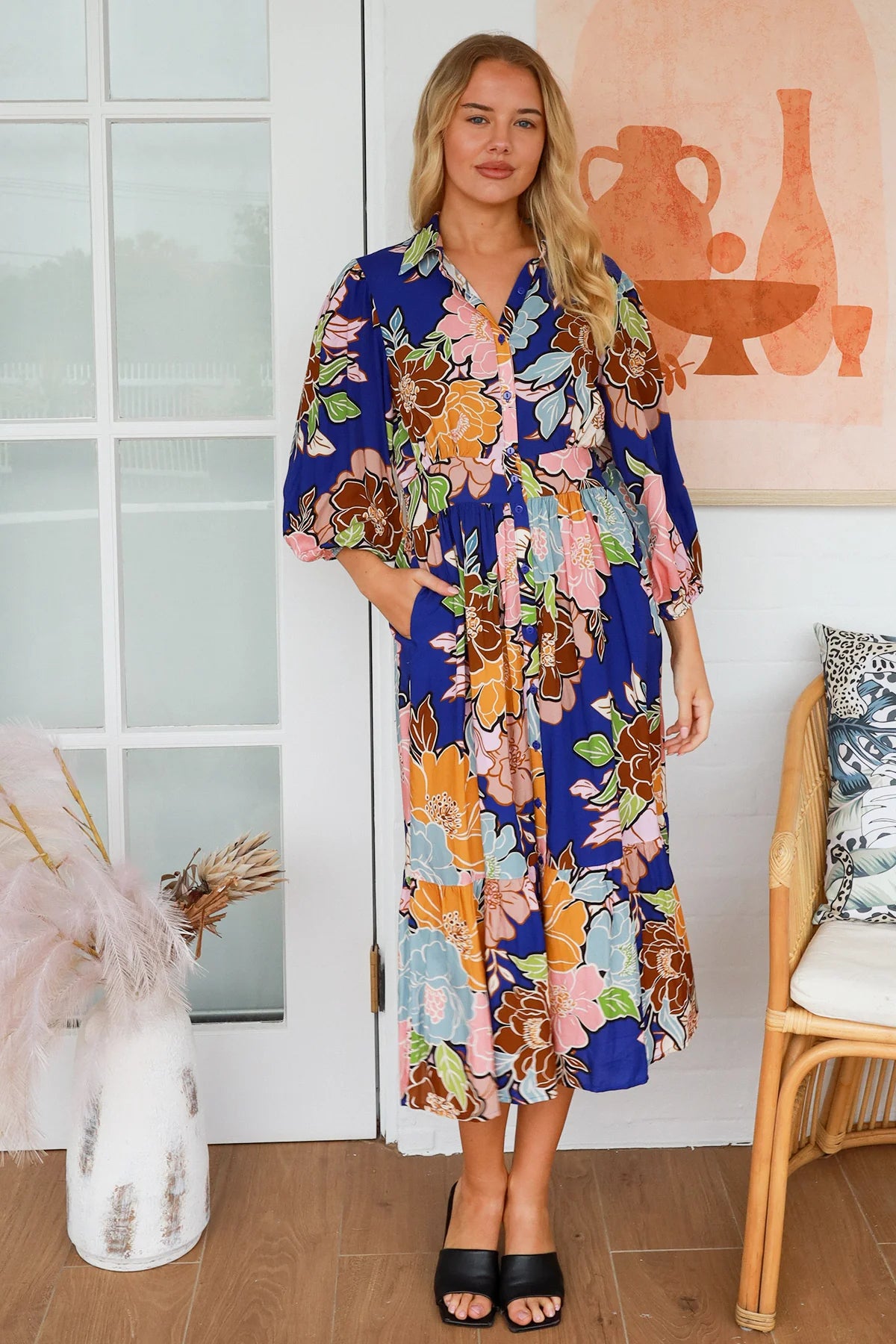 Adalee 3/4 Sleeves Midi Dress Dresses DreamCatcher