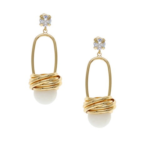 Stone Ball Drop Crystal Earrings White Earrings Sun Accessories