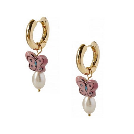 Butterfly Pearl Drop Earrings Purple Earrings Sun Accessories