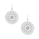 Cutout Filigree Disc Earrings Sliver Earrings Sun Accessories