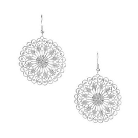 Cutout Filigree Disc Earrings Sliver Earrings Sun Accessories