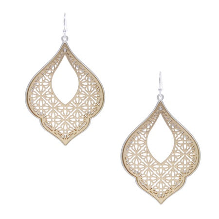 2 Tone Filigree TDrop Earrings Earrings Sun Accessories