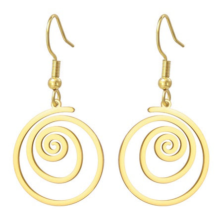 Swirl Disc Drop Earrings Gold Earrings Sun Accessories