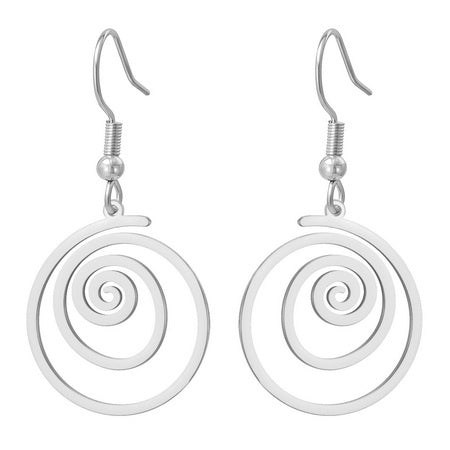 Swirl Disc Drop Earrings Silver Earrings Sun Accessories