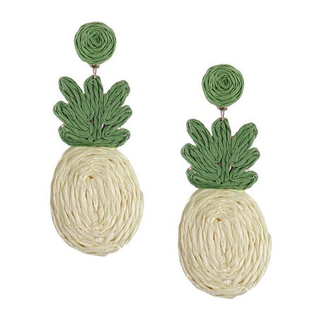 Rattan Pineapple Earrings White Earrings Sun Accessories