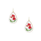 Flower Tear Drop Earrings Red Earrings Sun Accessories