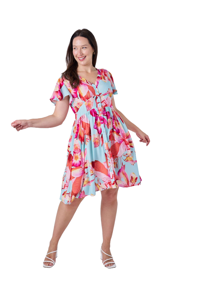 Magnolia Dress Blue Pink Floral Dresses Boho