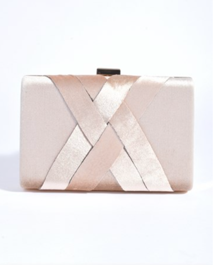 Marjorie Plait Velvet Structured Clutch Nude Bags and Purses Adorne