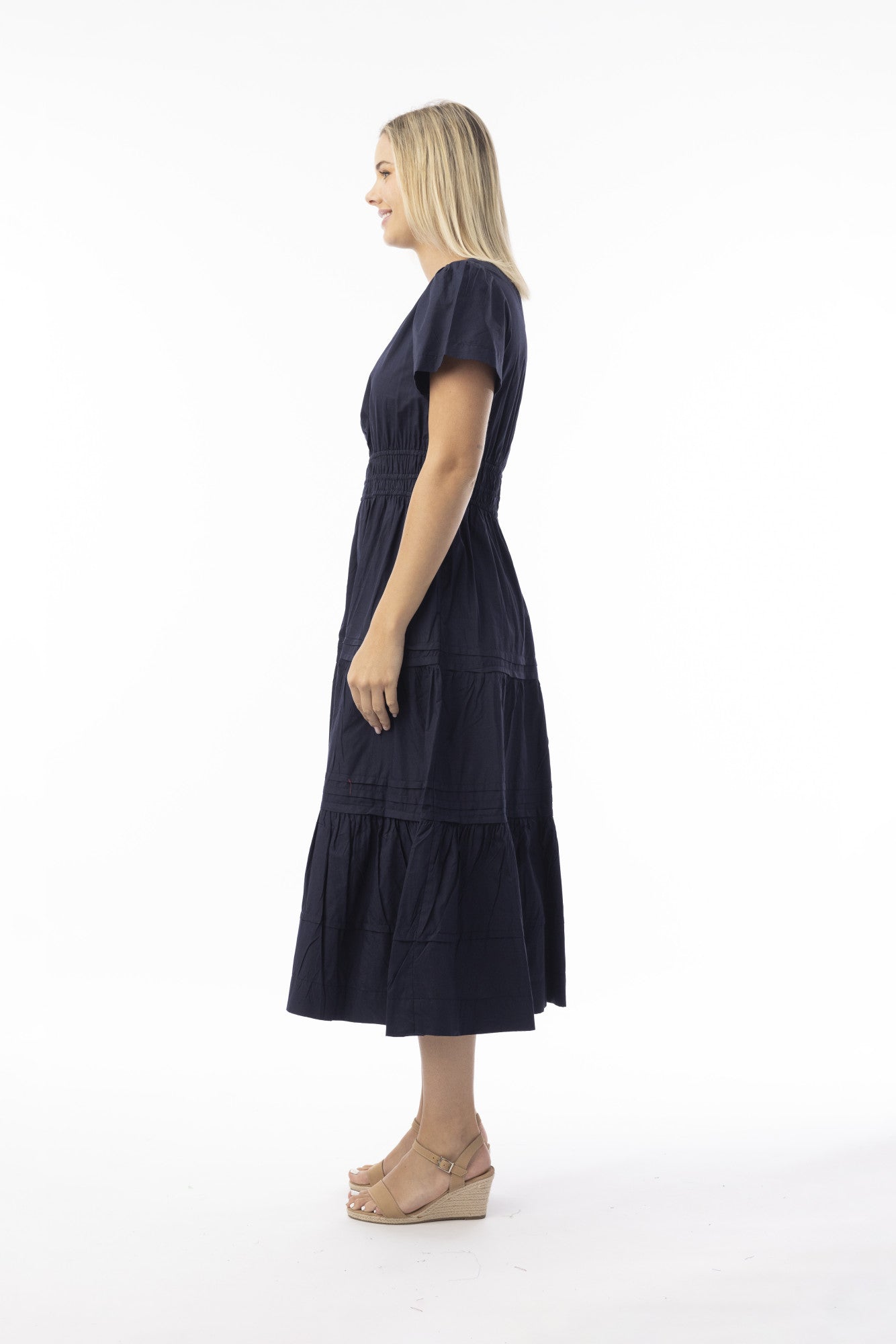 Poplin Essentials Dress Maxi Ruched Dresses Orientique