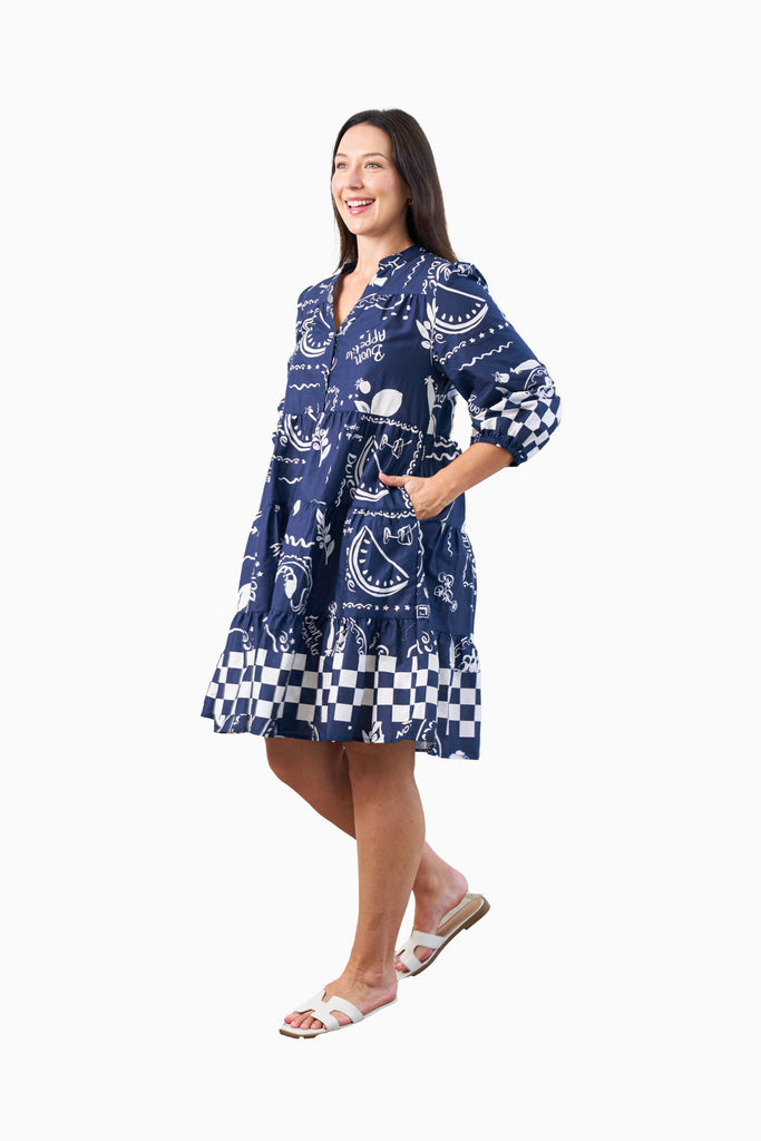 Mccarty Dress - Navy Print Dresses Boho