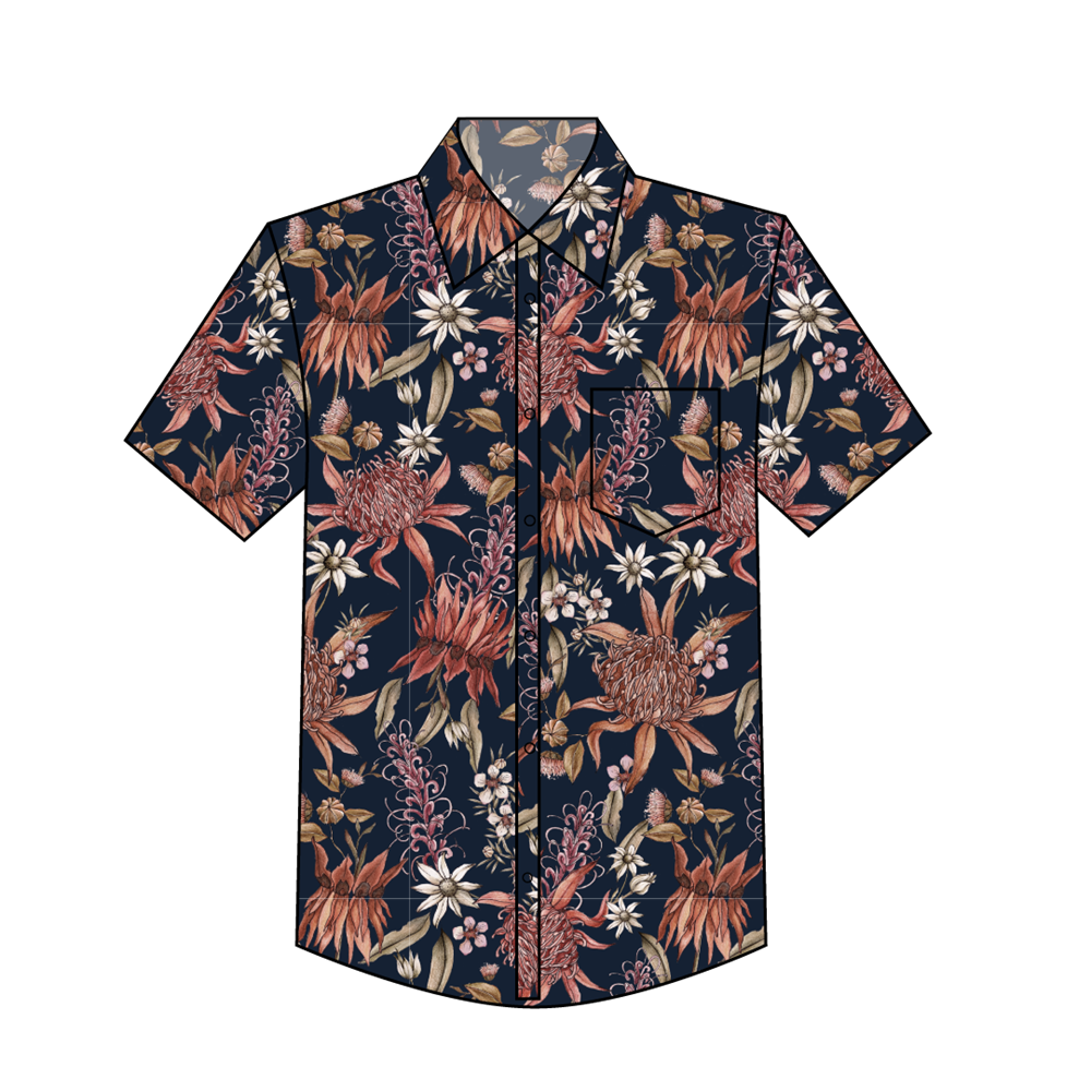 Men's Botanical Ink Short Sleeve Shirt Mens Tops Peggy and Finn S  