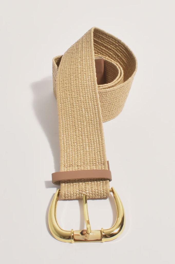 Metal Buckle Stretch Belt (Camel) Belts Adorne   