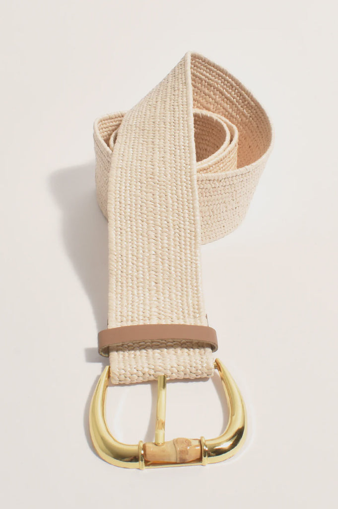 Metal Buckle Stretch Belt (Natural) Belts Adorne   