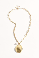 Metal Pod Mini Pearl Pendant Necklace Gold/Cream - Global Free Style