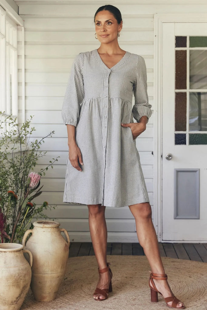 Mila Dress White Check Dresses MahaShe