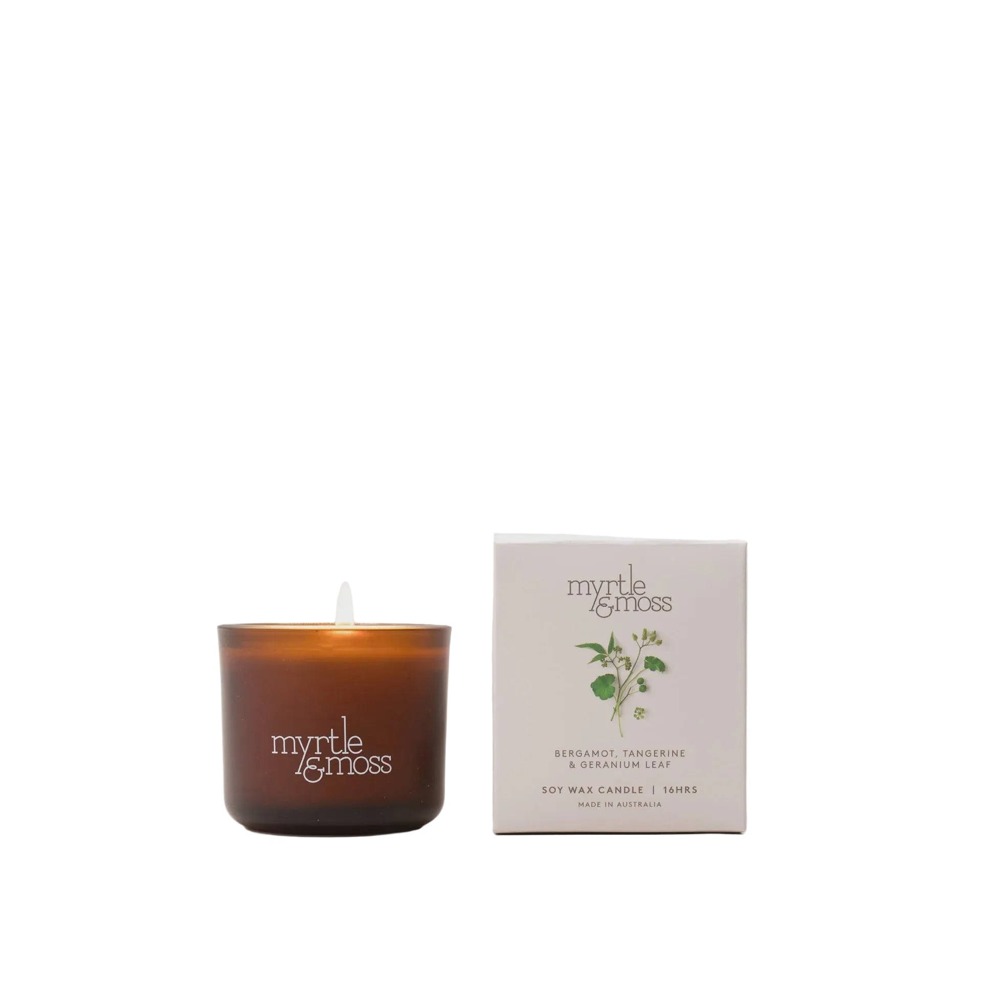 Soy Wax Candle / Mini 16HR Bergamot Rind, Tangerine & Geranium Leaf Gifts and Accessories Myrtle & Moss