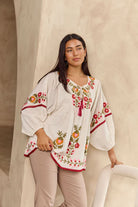 Bahamas Top Acacia Embroidery Tops Naudic