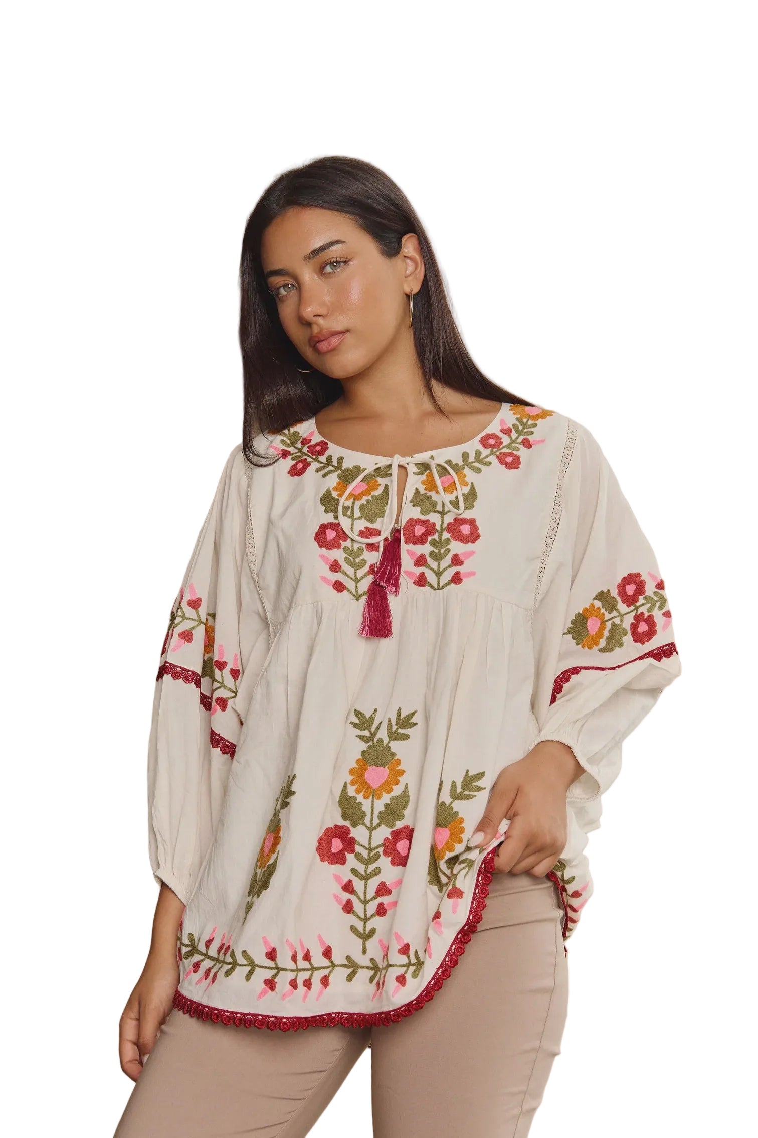Bahamas Top Acacia Embroidery Tops Naudic XS