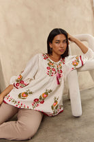 Bahamas Top Acacia Embroidery Tops Naudic