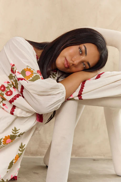 Bahamas Top Acacia Embroidery Tops Naudic