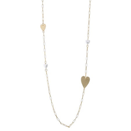 Metal Pearl Heart Necklace Gold Necklaces Sun Accessories