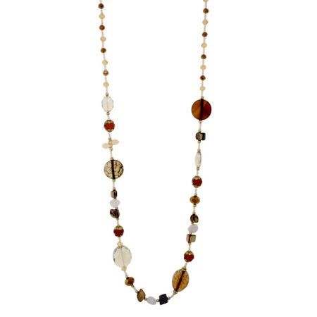 Agate Shell Glass Beaded Necklace Brown Necklaces Sun Accessories