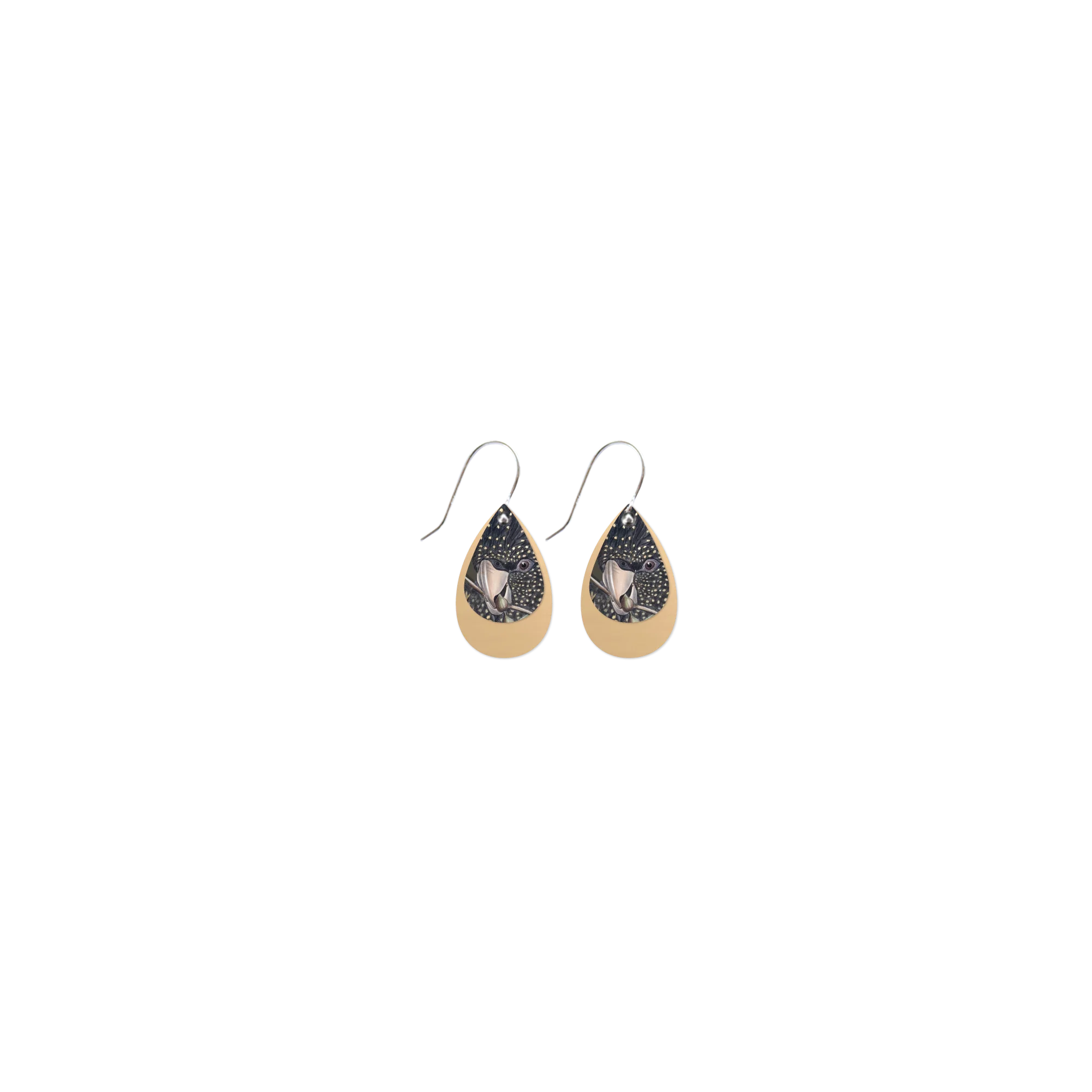 Native Birds Black Cockatoo Layered Double Tear Drop Earring Earrings Moe Moe