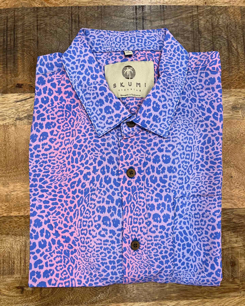 Neon Leopard Rayon Shirt Mens Tops Skumi