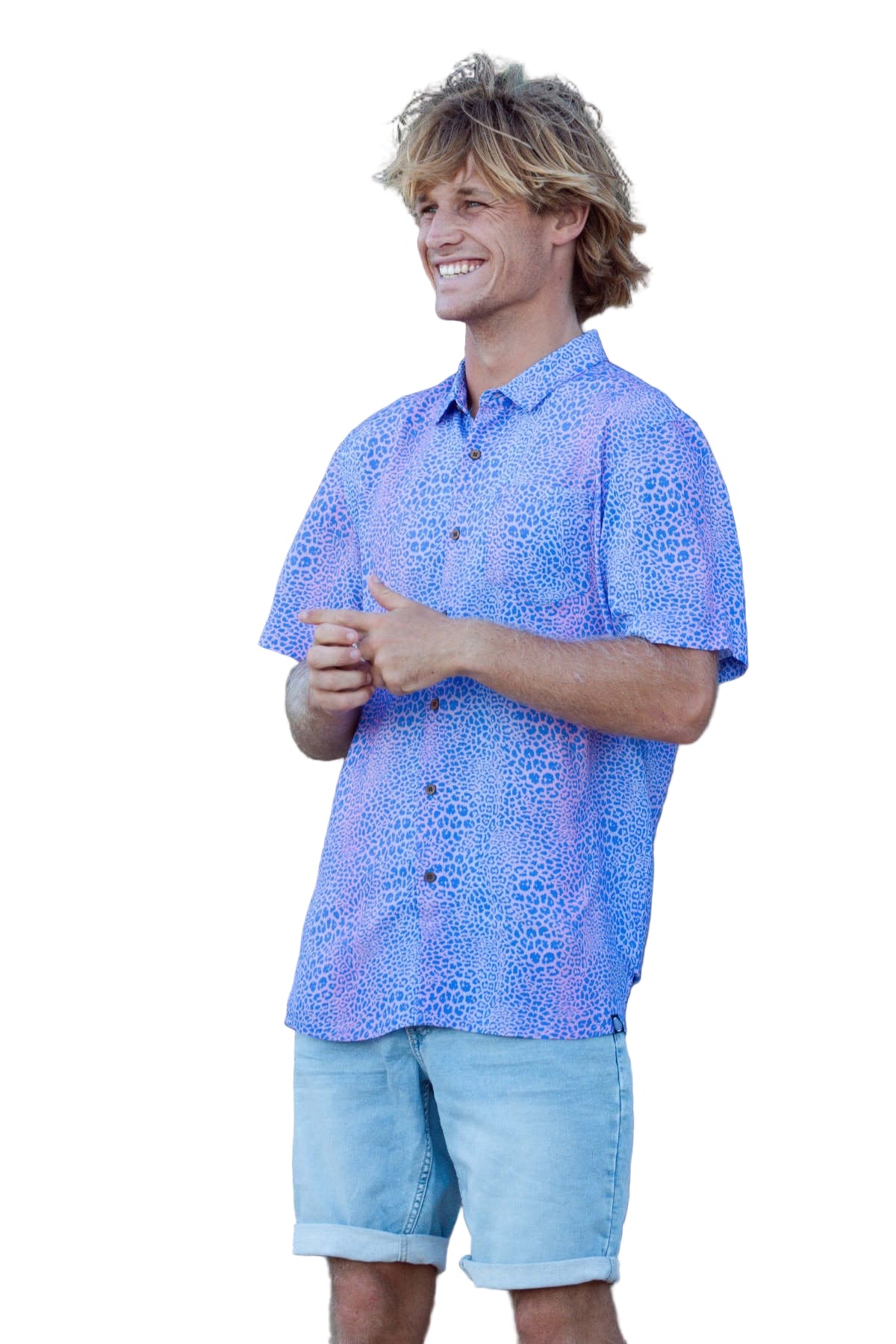 Neon Leopard Rayon Shirt Mens Tops Skumi S