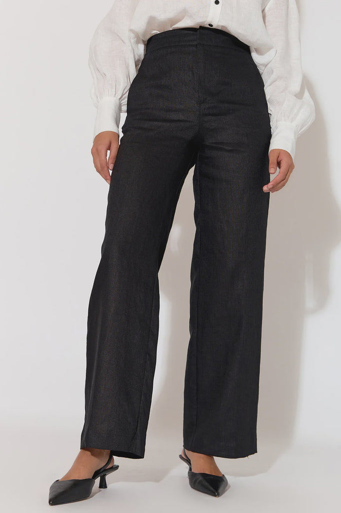 Nisha Linen Pant Black Bottoms Adorne   