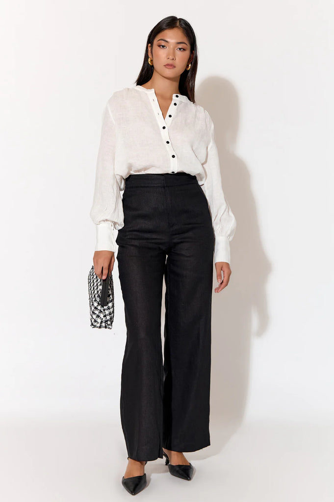 Nisha Linen Pant Black Bottoms Adorne   