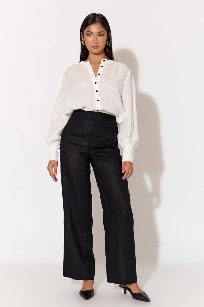 Nisha Linen Pant Black Bottoms Adorne   