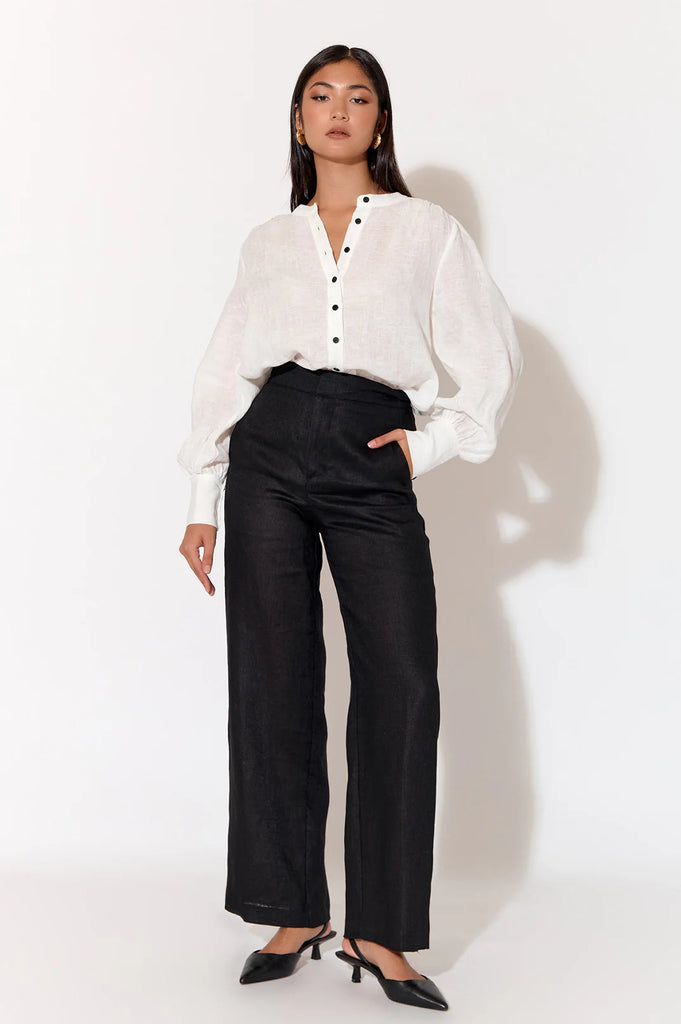 Nisha Linen Pant Black Bottoms Adorne   