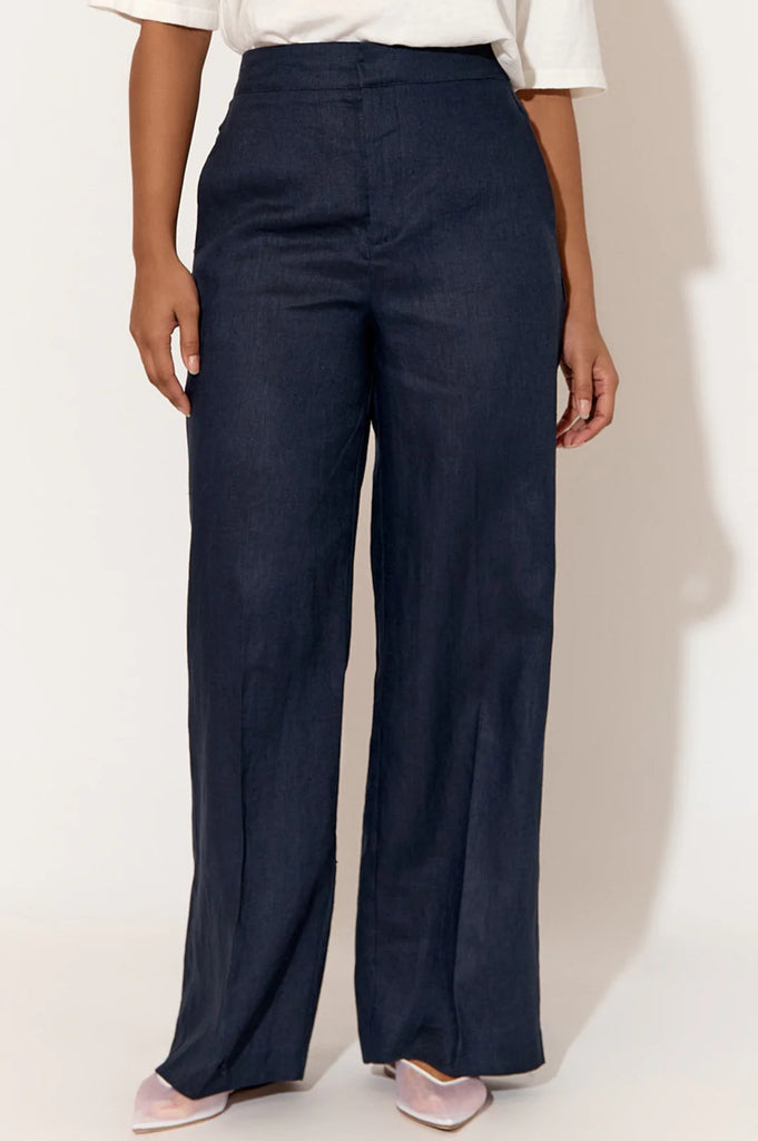 Nisha Linen Pant Navy Bottoms Adorne   