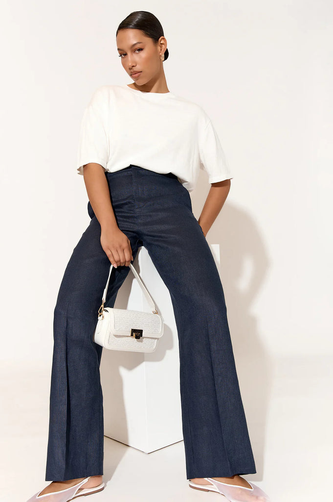 Nisha Linen Pant Navy Bottoms Adorne   