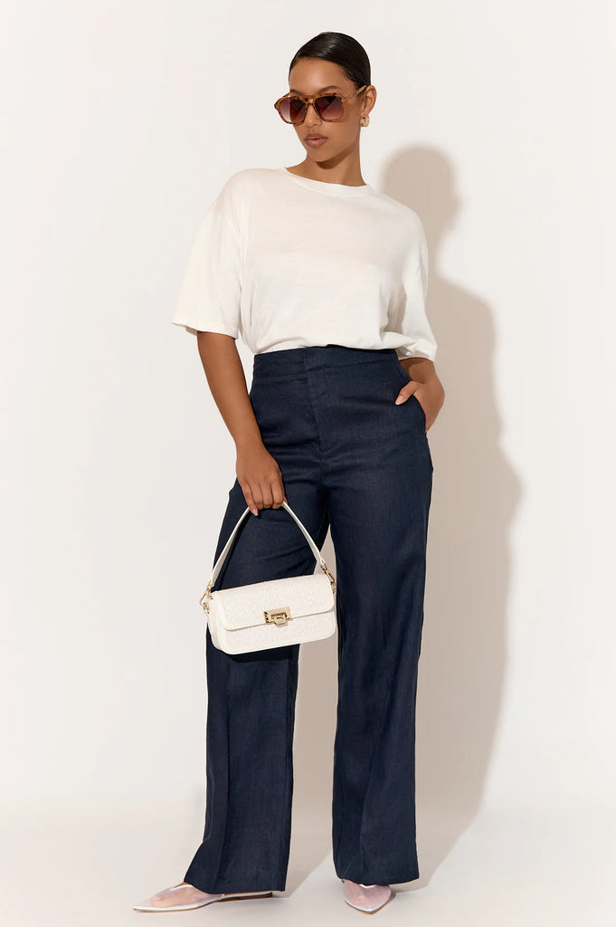 Nisha Linen Pant Navy Bottoms Adorne   