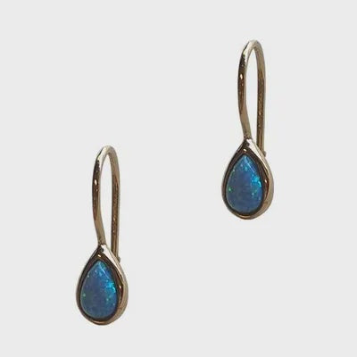 Medium Teardrop Gold/Blue Earrings Fabienne Silver  