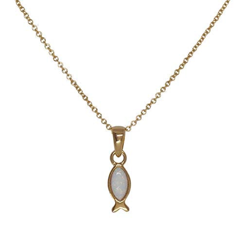 Fish Necklace Gold/White Necklaces Fabienne