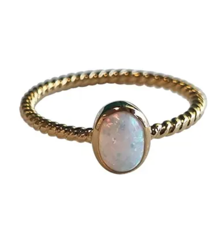 Oval Twist Ring Gold White Rings Fabienne