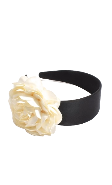 Oversize Rose Event Headband Cream/Black Hair Adorne   