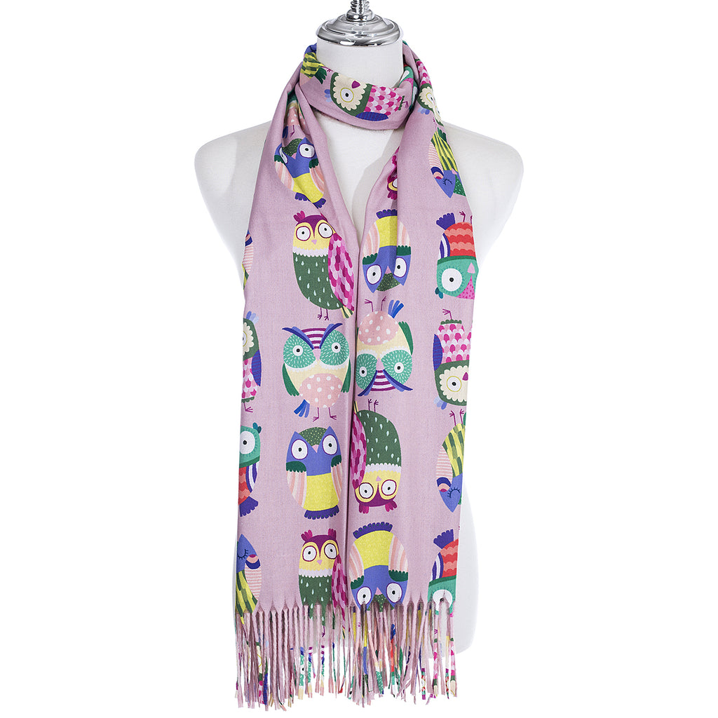 Owl Scarf Pink Scarves and Sarongs Ivys   