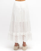 Boho Midi Skirt White Skirts Paper Heart XS(6)