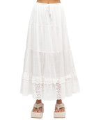 Boho Midi Skirt White Skirts Paper Heart