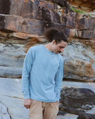 Pale Blue French Terry Ribbed Sweater Mens Tops Skumi