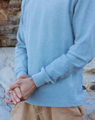Pale Blue French Terry Ribbed Sweater Mens Tops Skumi