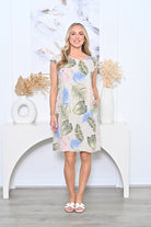 Palm Linen Dress Beige - Global Free Style