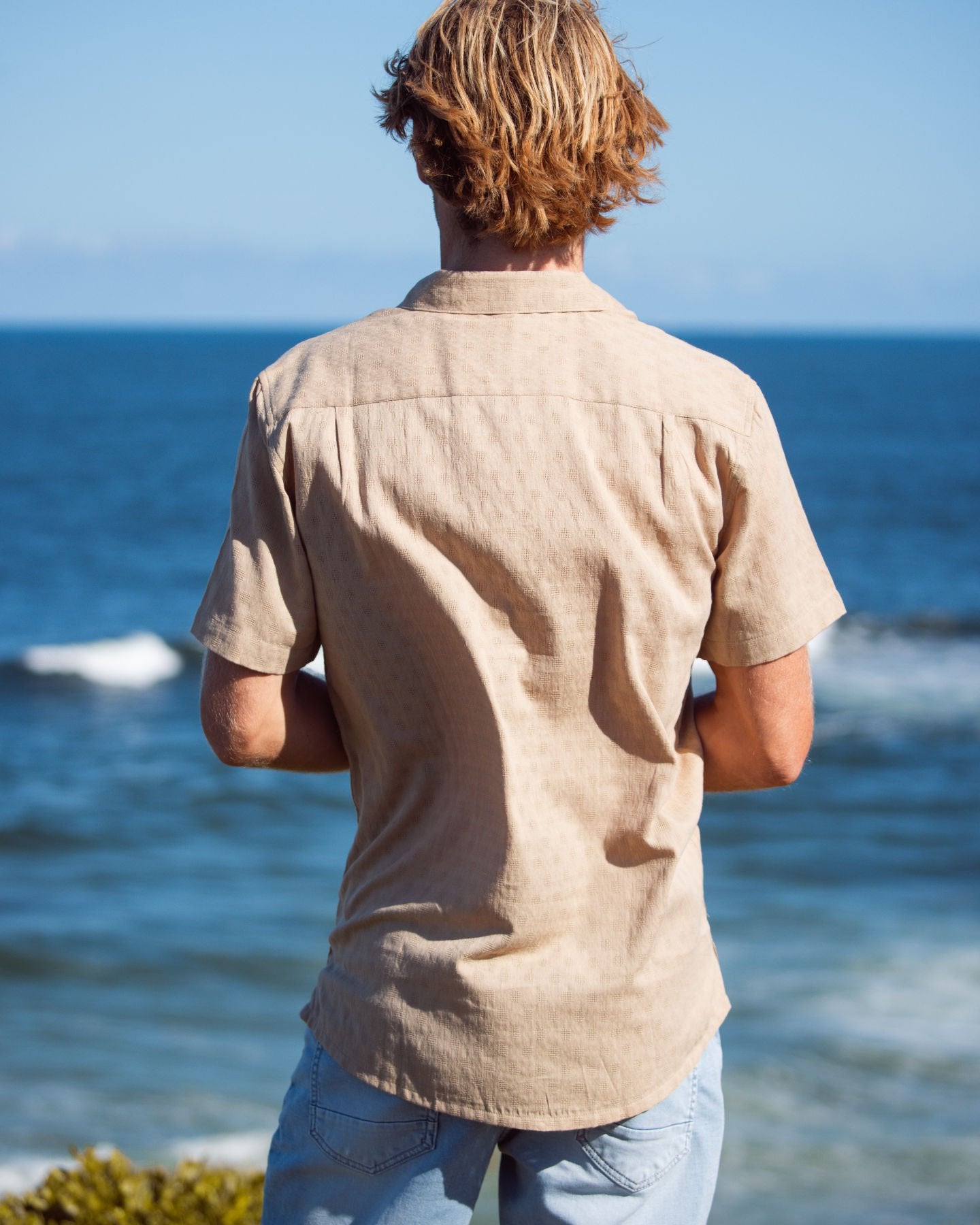 Panama Weave Tan Mens Shirt Mens Tops Skumi