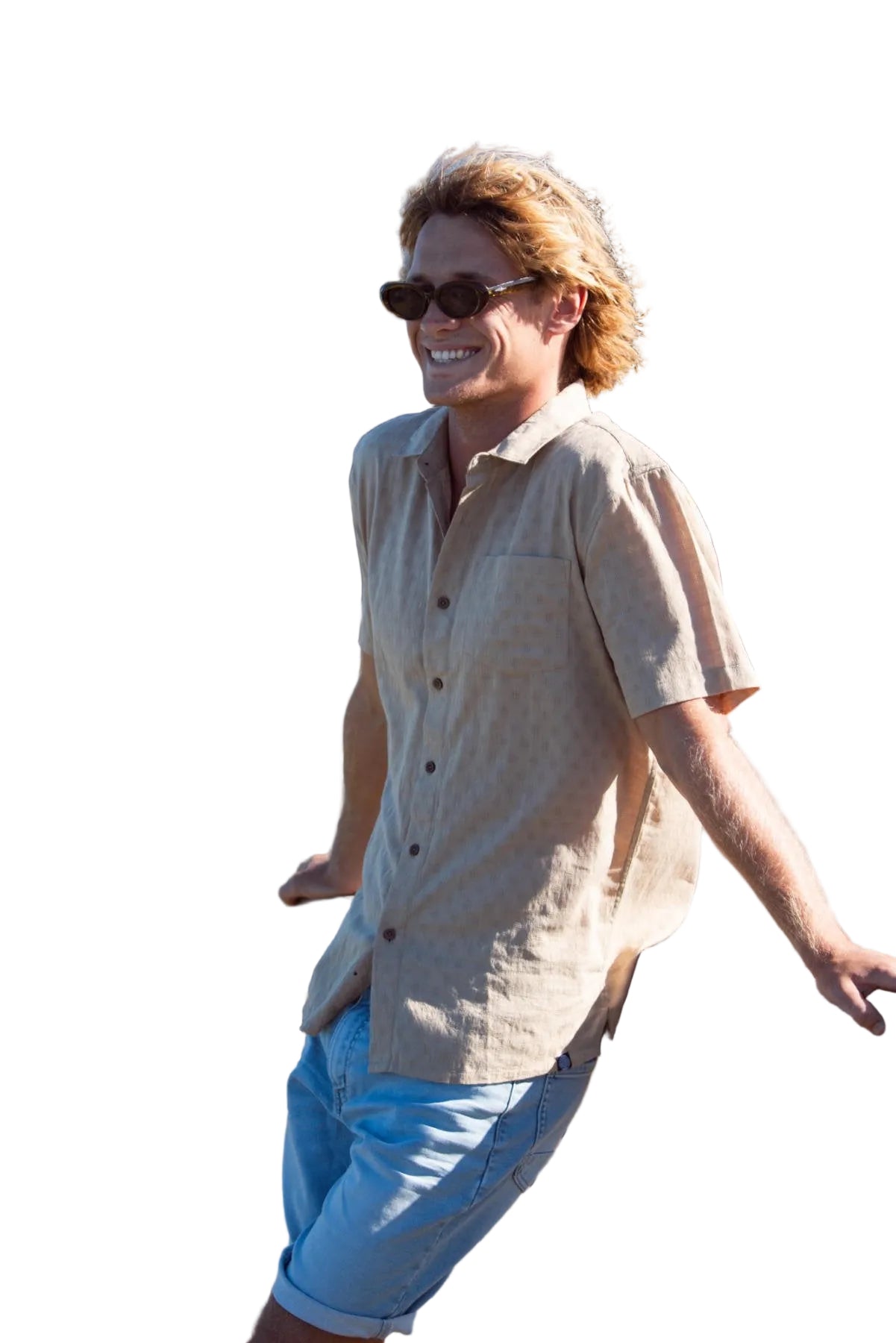 Panama Weave Tan Mens Shirt Mens Tops Skumi S