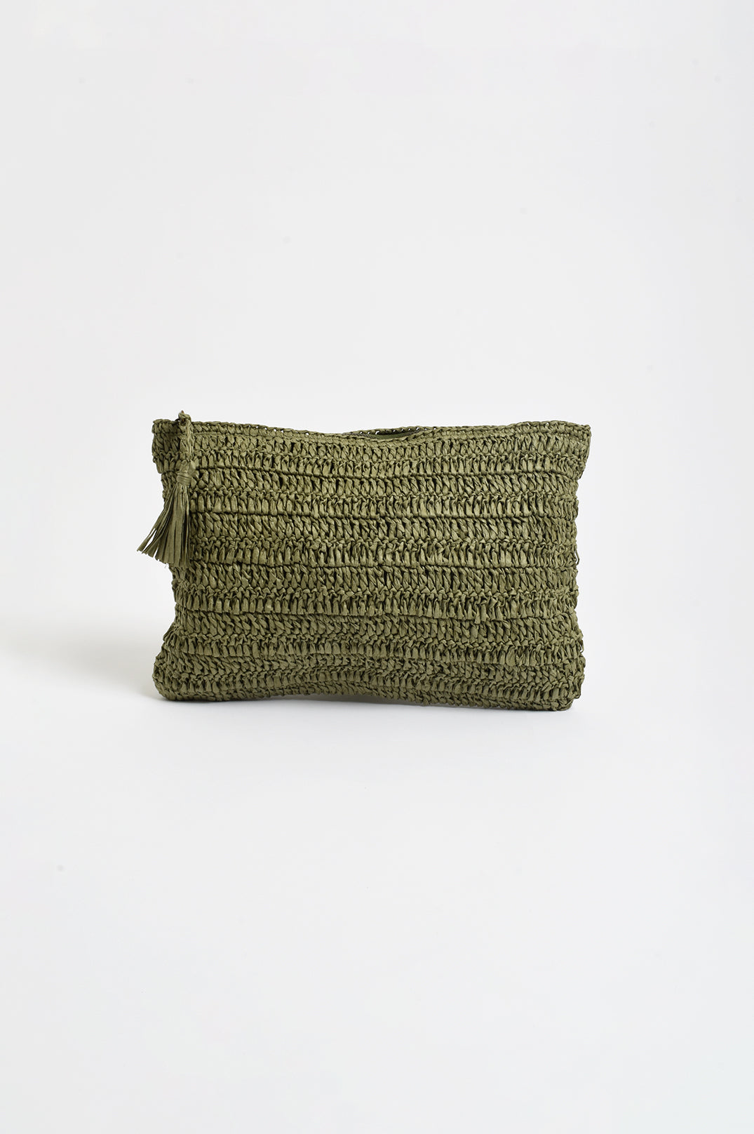 Paper Weave Large Pouch - Khaki Bags and Purses Adorne